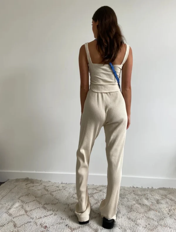 Mr Winston Cream Ribbed Pant